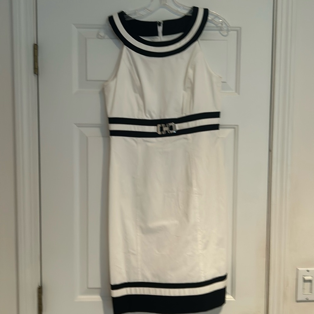 White House black market dress. Size 6 white with black trim.